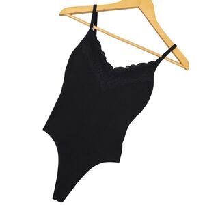 Pink Victoria's Secret Women's Lace Body Suit Top XS Black Goth Punk Witchy